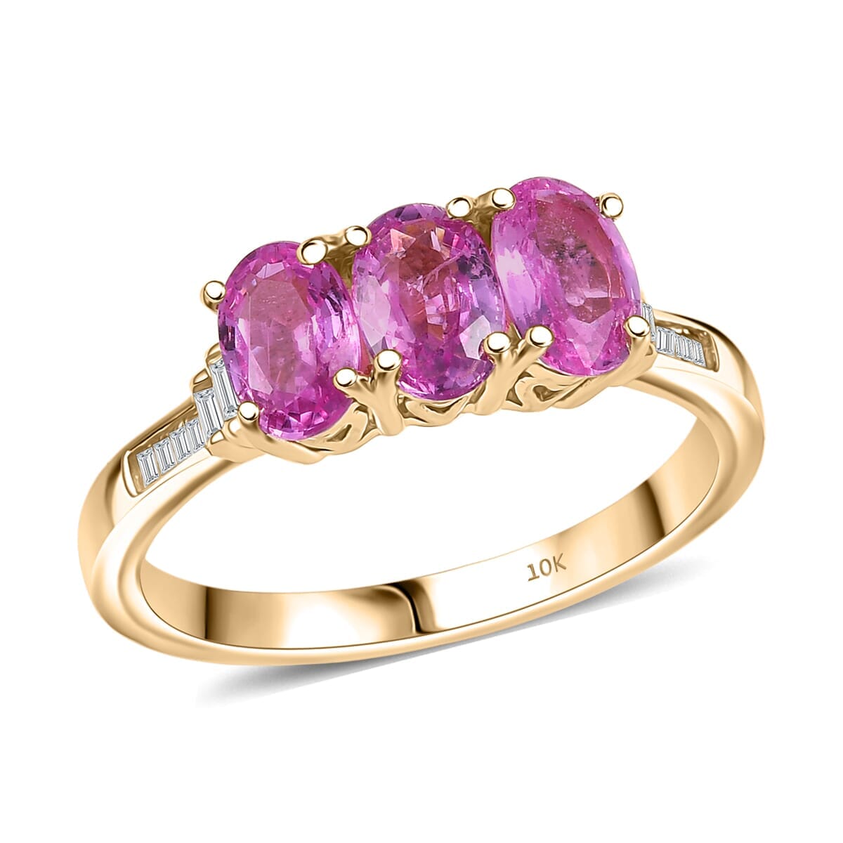 Luxuro 10K Yellow Gold Premium Pink Sapphire, Diamond (G-H, I2) Ring (Size 10.0) 1.90 ctw image number 0