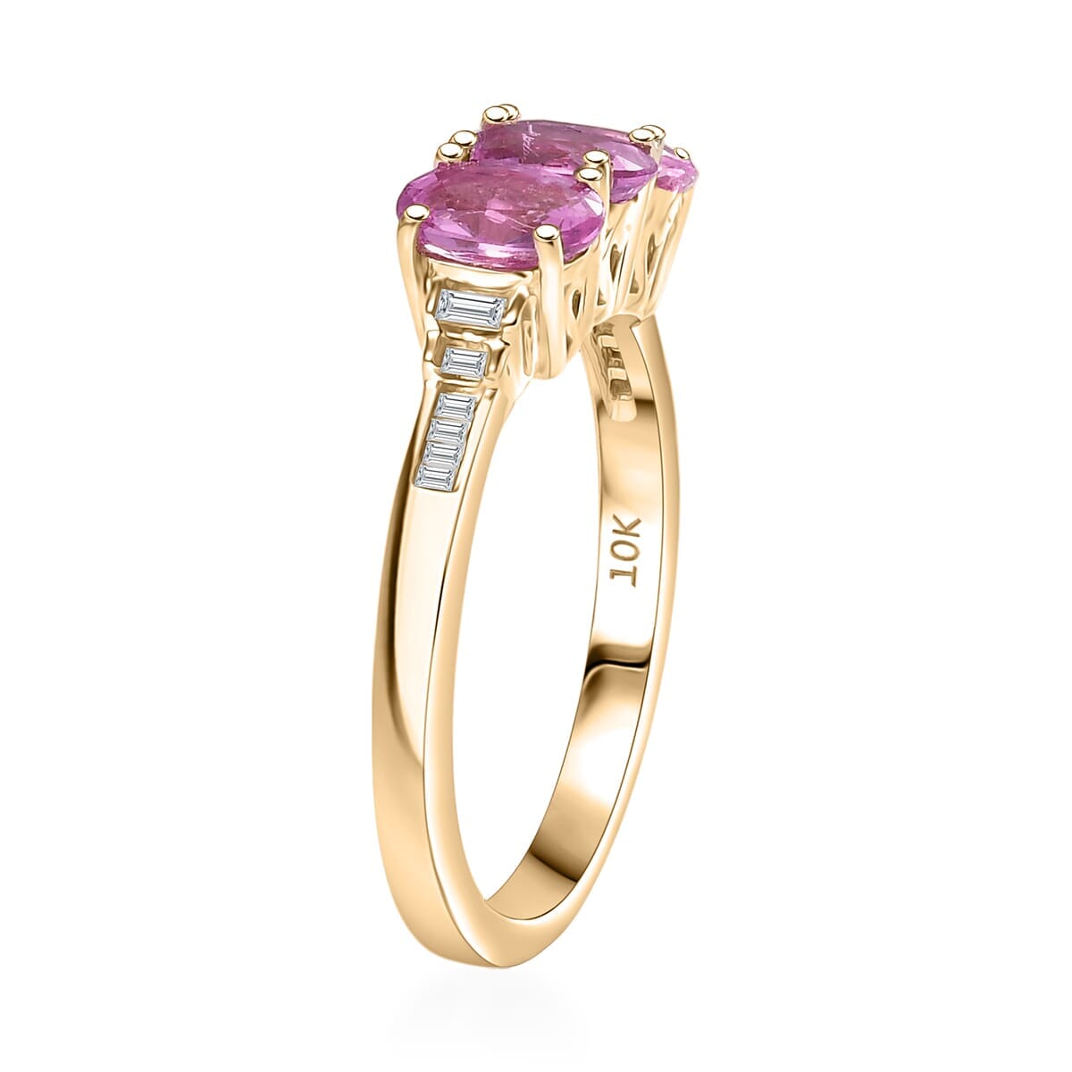 Luxuro 10K Yellow Gold Premium Pink Sapphire, Diamond (G-H, I2) Ring (Size 10.0) 1.90 ctw image number 3