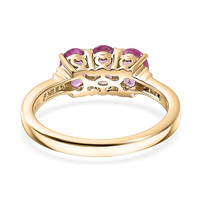Luxuro 10K Yellow Gold Premium Pink Sapphire, Diamond (G-H, I2) Ring (Size 10.0) 1.90 ctw