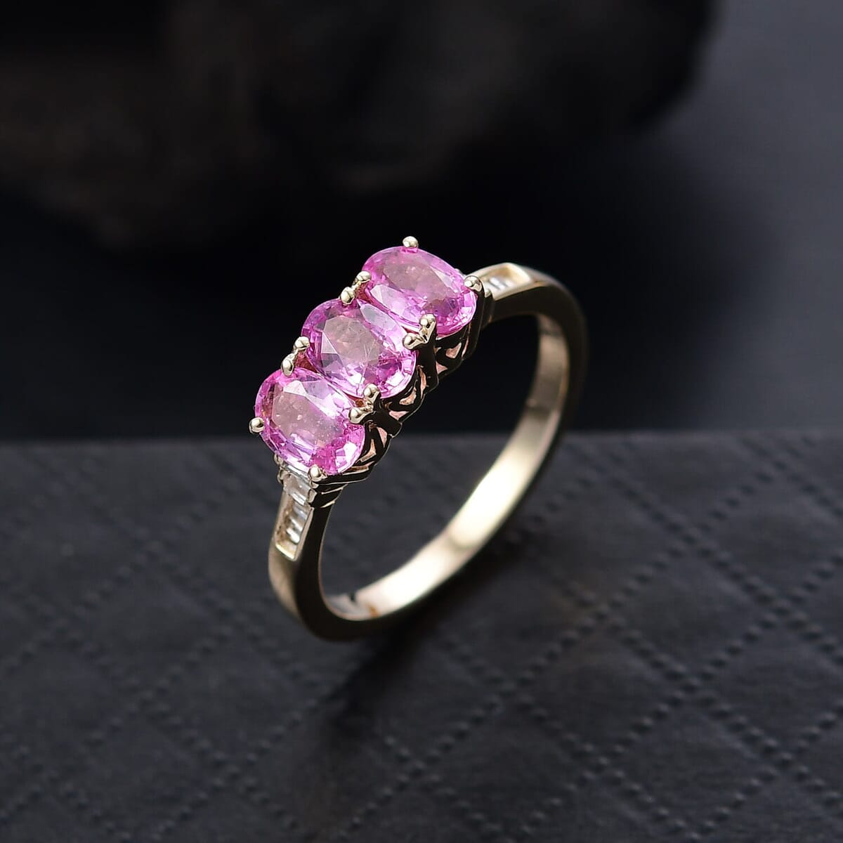 Luxuro 10K Yellow Gold Premium Pink Sapphire, Diamond (G-H, I2) Ring (Size 10.0) 1.90 ctw image number 1