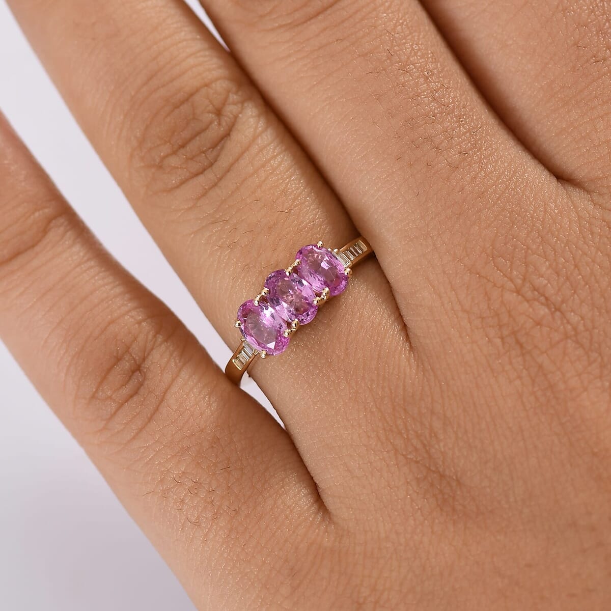 Luxuro 10K Yellow Gold Premium Pink Sapphire, Diamond (G-H, I2) Ring (Size 10.0) 1.90 ctw image number 2