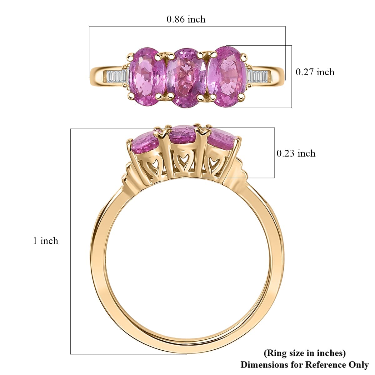 Luxuro 10K Yellow Gold Premium Pink Sapphire, Diamond (G-H, I2) Ring (Size 10.0) 1.90 ctw image number 5