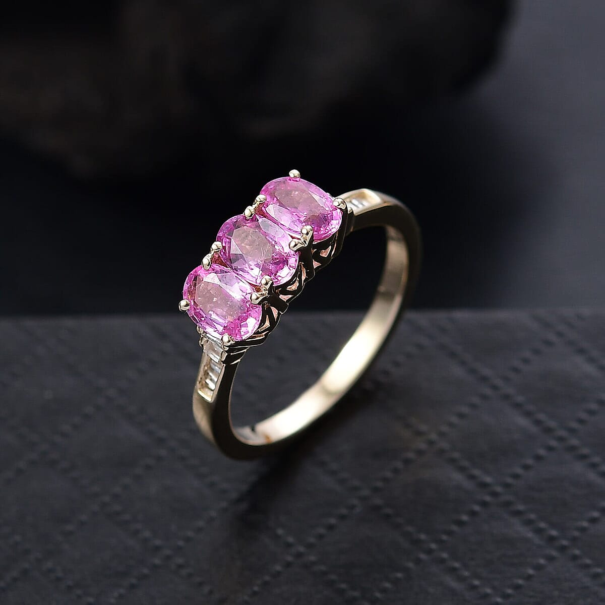 Luxuro 10K Yellow Gold Premium Pink Sapphire, Diamond (G-H, I2) Ring (Size 8.0) 1.90 ctw image number 1