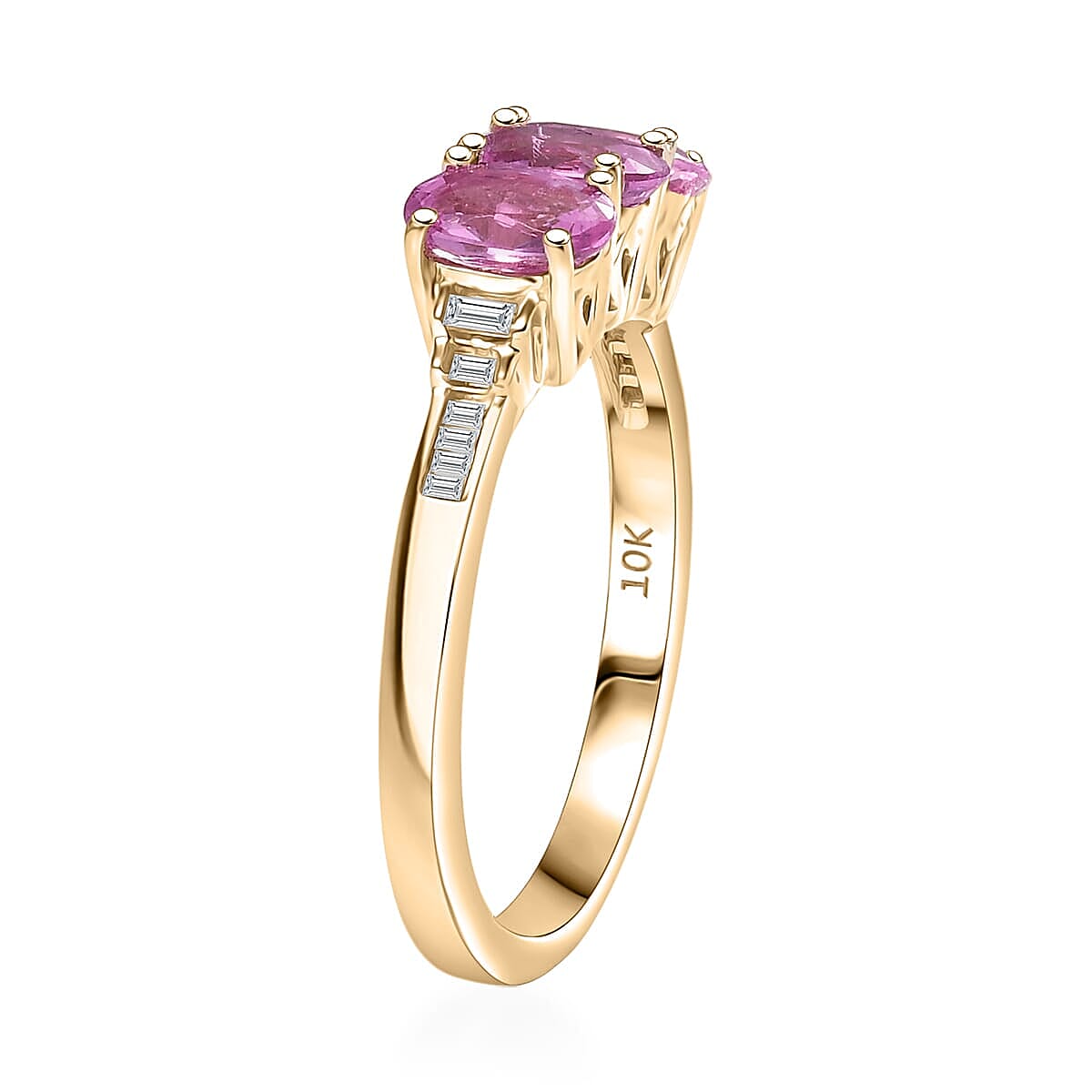 Luxuro 10K Yellow Gold Premium Pink Sapphire, Diamond (G-H, I2) Ring (Size 8.0) 1.90 ctw image number 3