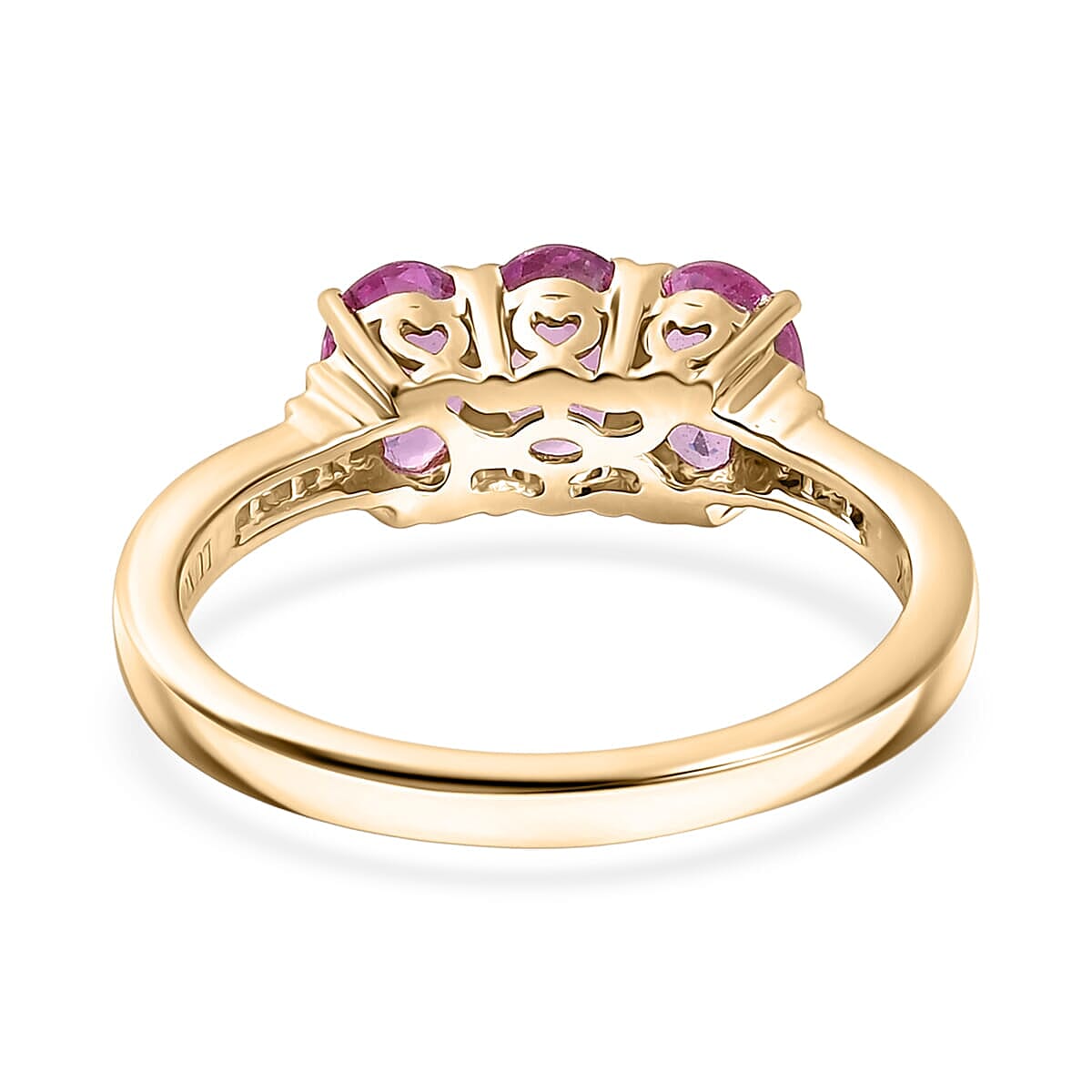 Luxuro 10K Yellow Gold Premium Pink Sapphire, Diamond (G-H, I2) Ring (Size 8.0) 1.90 ctw image number 4