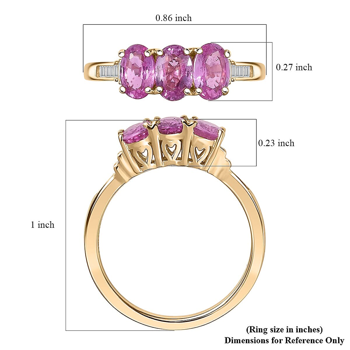 Luxuro 10K Yellow Gold Premium Pink Sapphire, Diamond (G-H, I2) Ring (Size 8.0) 1.90 ctw image number 5