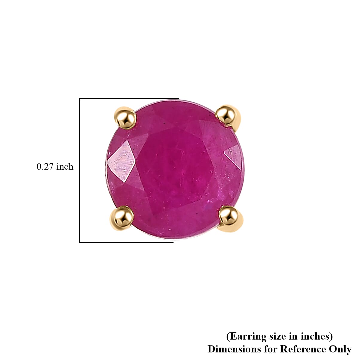 Luxoro AAA Royal Ruby 2.50 ctw Solitaire Stud Earrings in 10K Yellow Gold