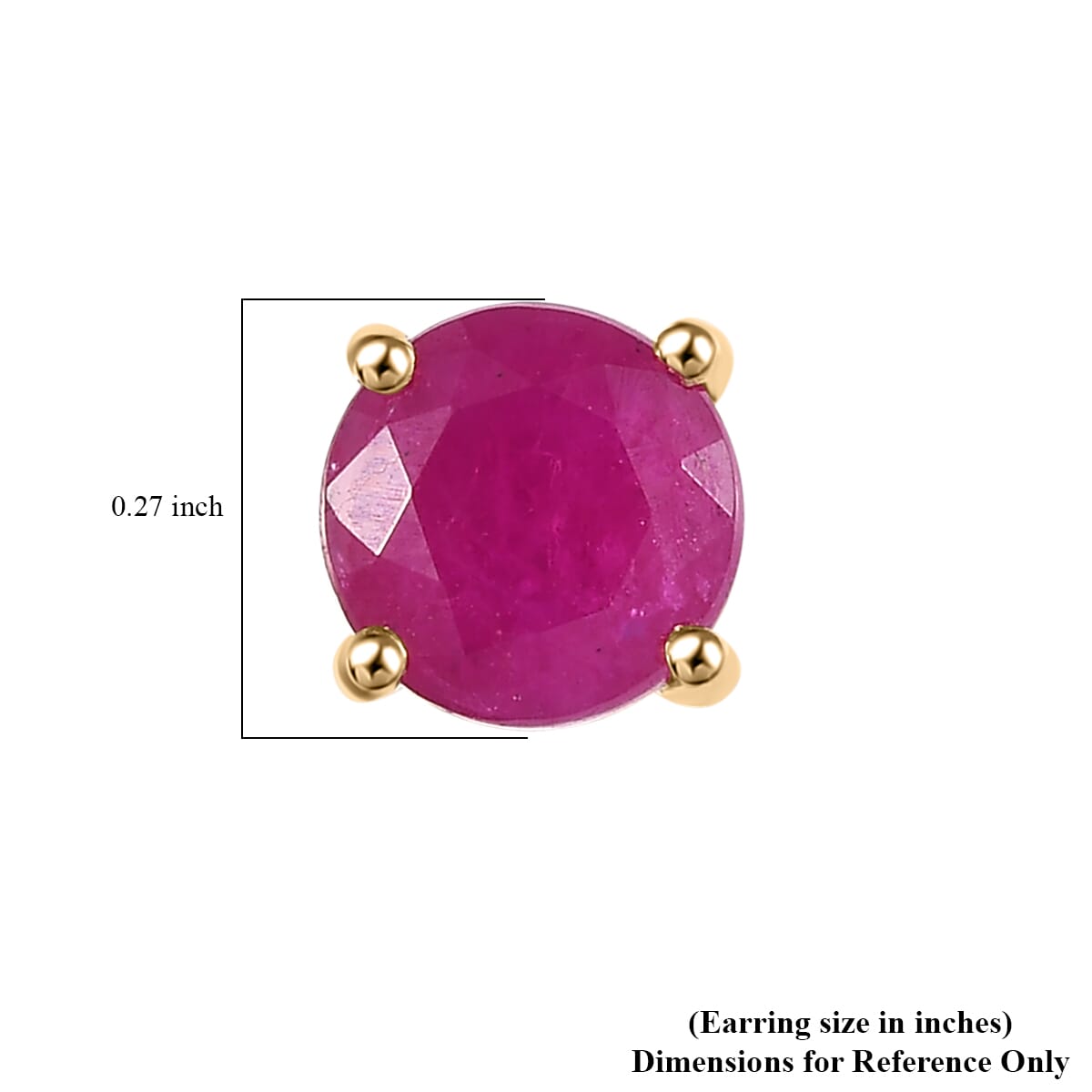 Luxoro AAA Royal Ruby 2.50 ctw Solitaire Stud Earrings in 10K Yellow Gold image number 4