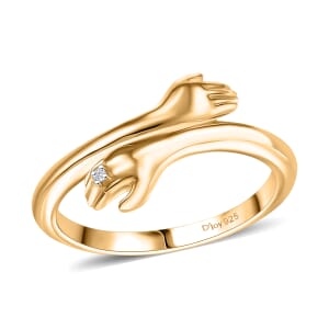 D'Joy Diamond Accent Hug Ring in 18K Vermeil Yellow Gold Over Sterling Silver (Size 6.0)