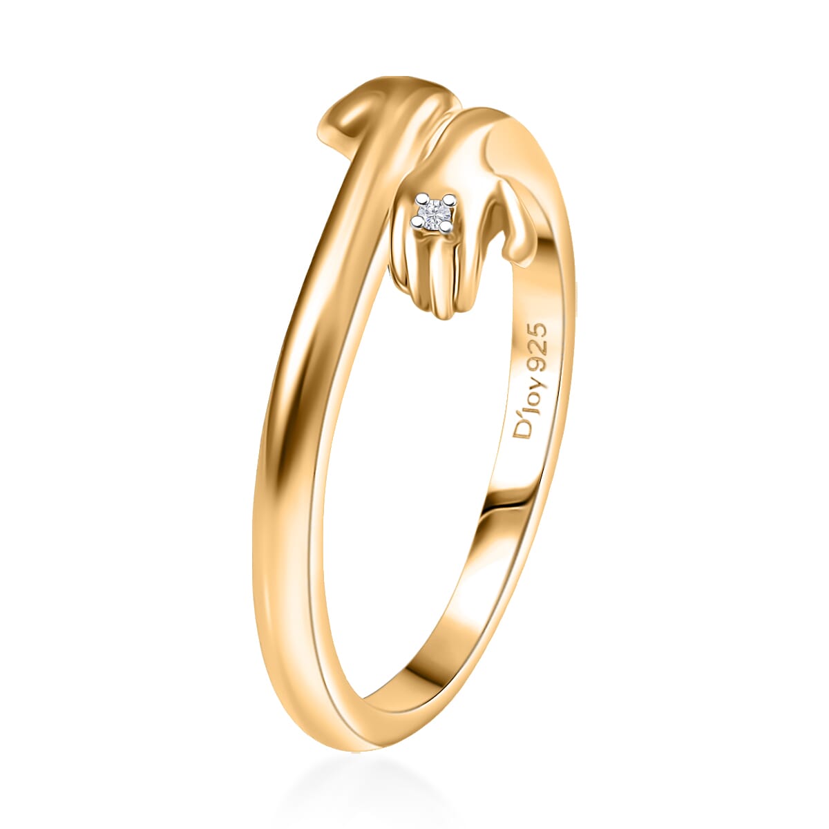 D'Joy Diamond Accent Hug Ring in 18K Vermeil Yellow Gold Over Sterling Silver (Size 6.0) image number 3