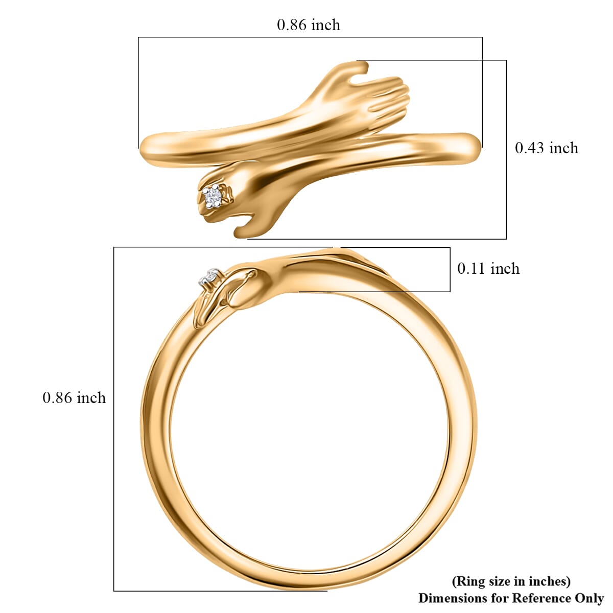 D'Joy Diamond Accent Hug Ring in 18K Vermeil Yellow Gold Over Sterling Silver (Size 6.0) image number 5