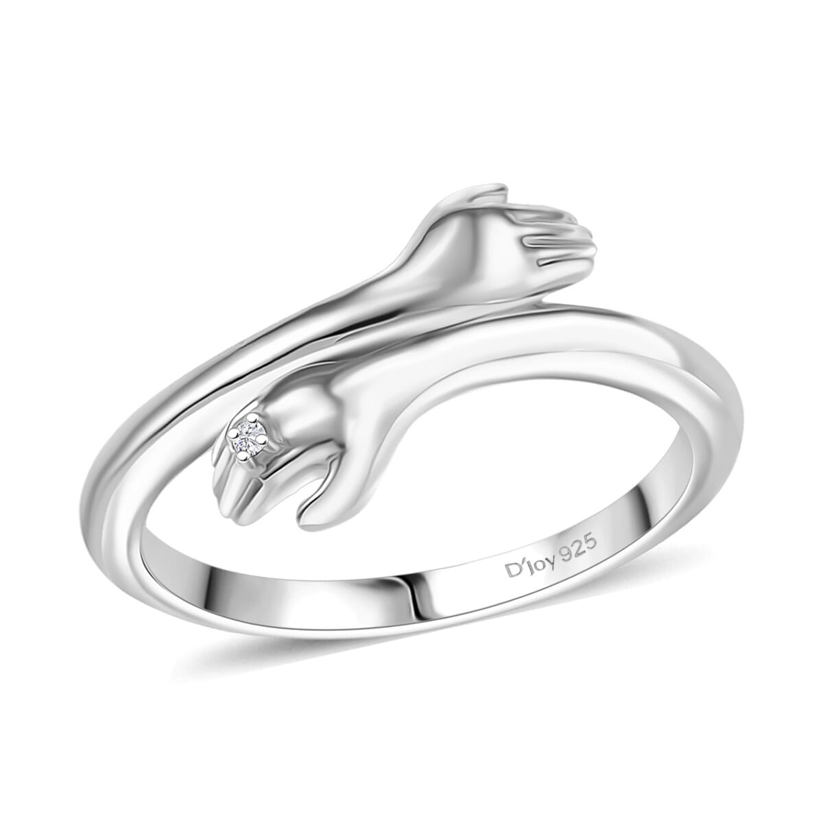 D'Joy Diamond Accent Hug Ring in Rhodium Over Sterling Silver (Size 7.0) image number 0