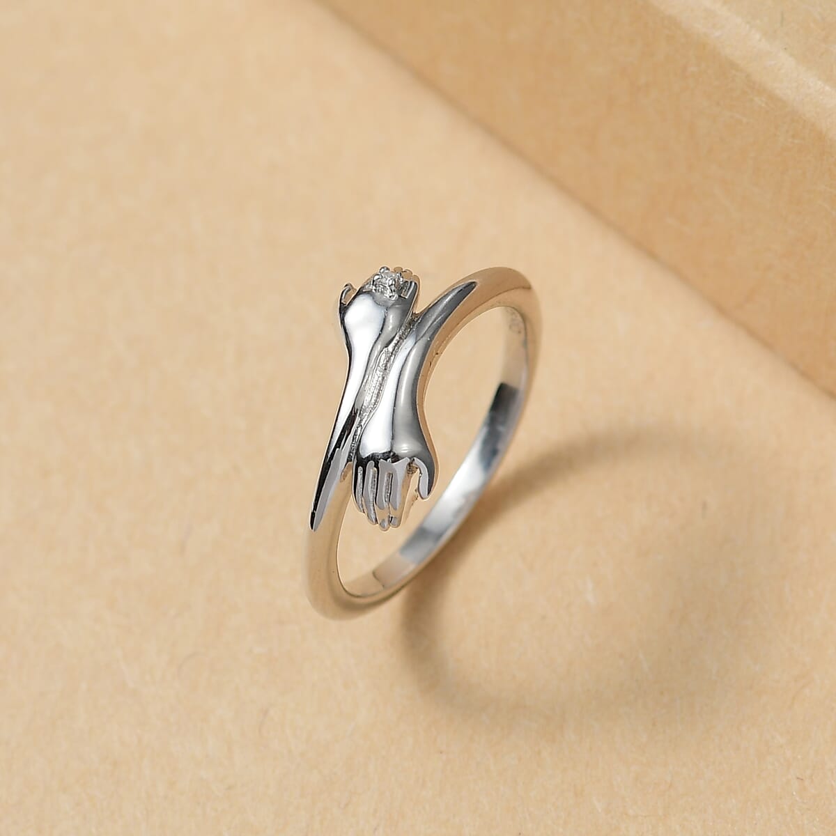 D'Joy Diamond Accent Hug Ring in Rhodium Over Sterling Silver (Size 7.0) image number 1