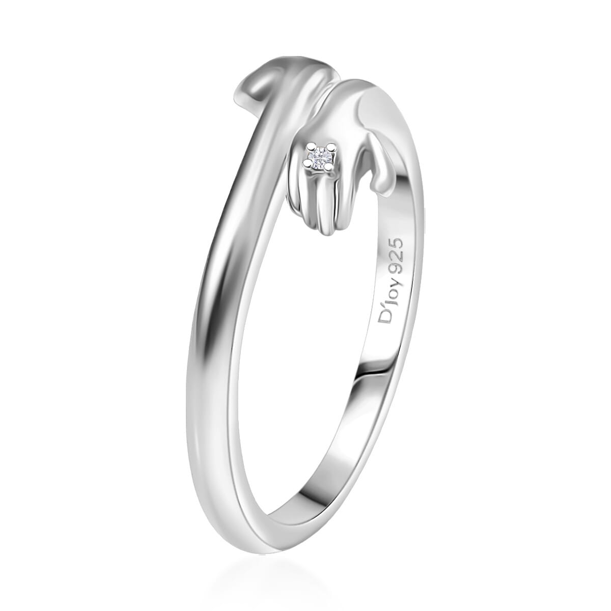 D'Joy Diamond Accent Hug Ring in Rhodium Over Sterling Silver (Size 7.0) image number 3