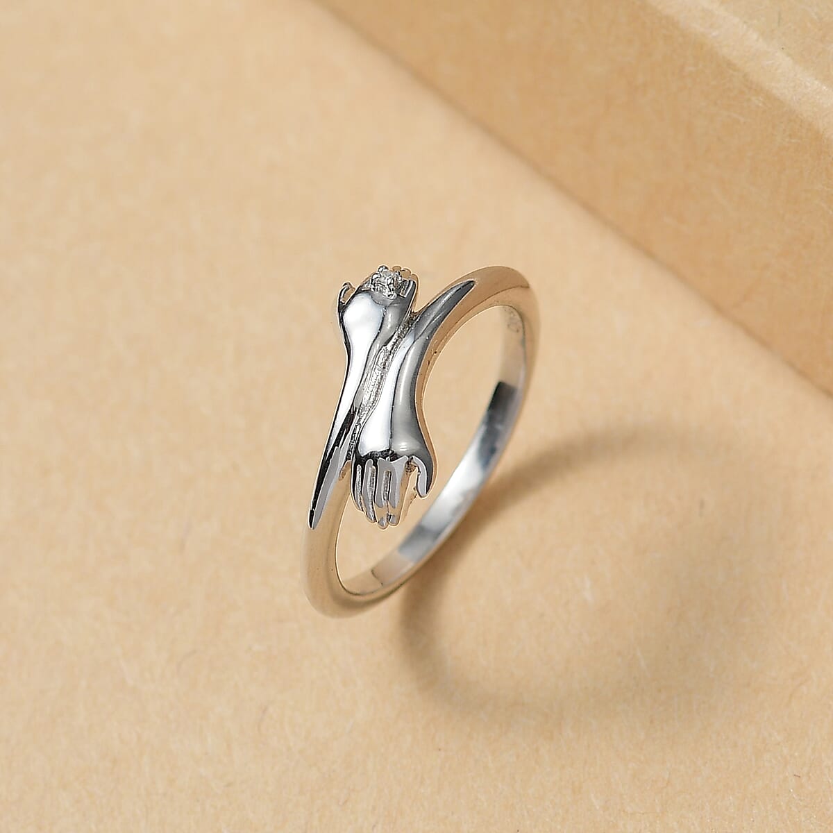 D'Joy Diamond Accent Hug Ring in Rhodium Over Sterling Silver (Size 8.0) image number 1