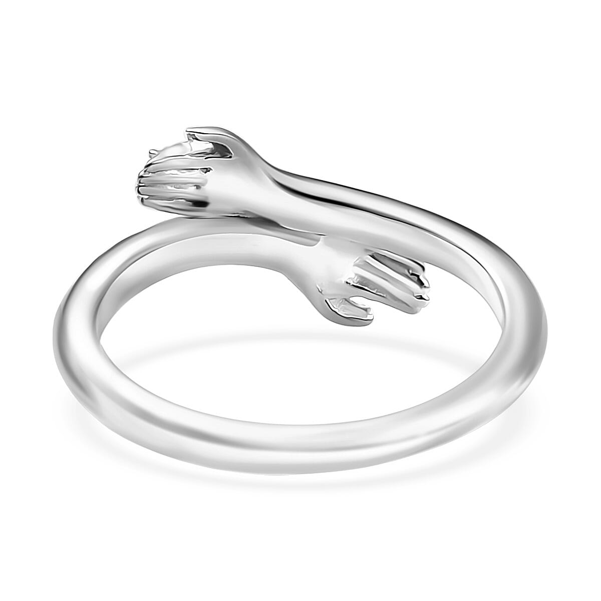 D'Joy Diamond Accent Hug Ring in Rhodium Over Sterling Silver (Size 8.0) image number 4