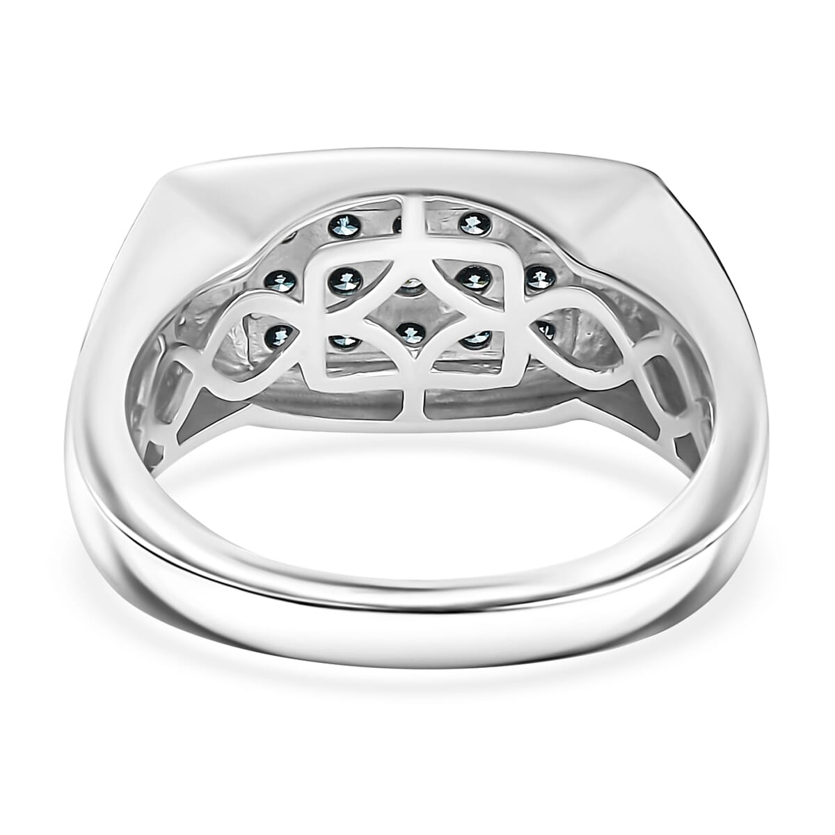 Luxuriant Lab Grown Blue Diamond 0.50 ctw Men's Ring in Rhodium Over Sterling Silver (Size 10.0)  image number 3