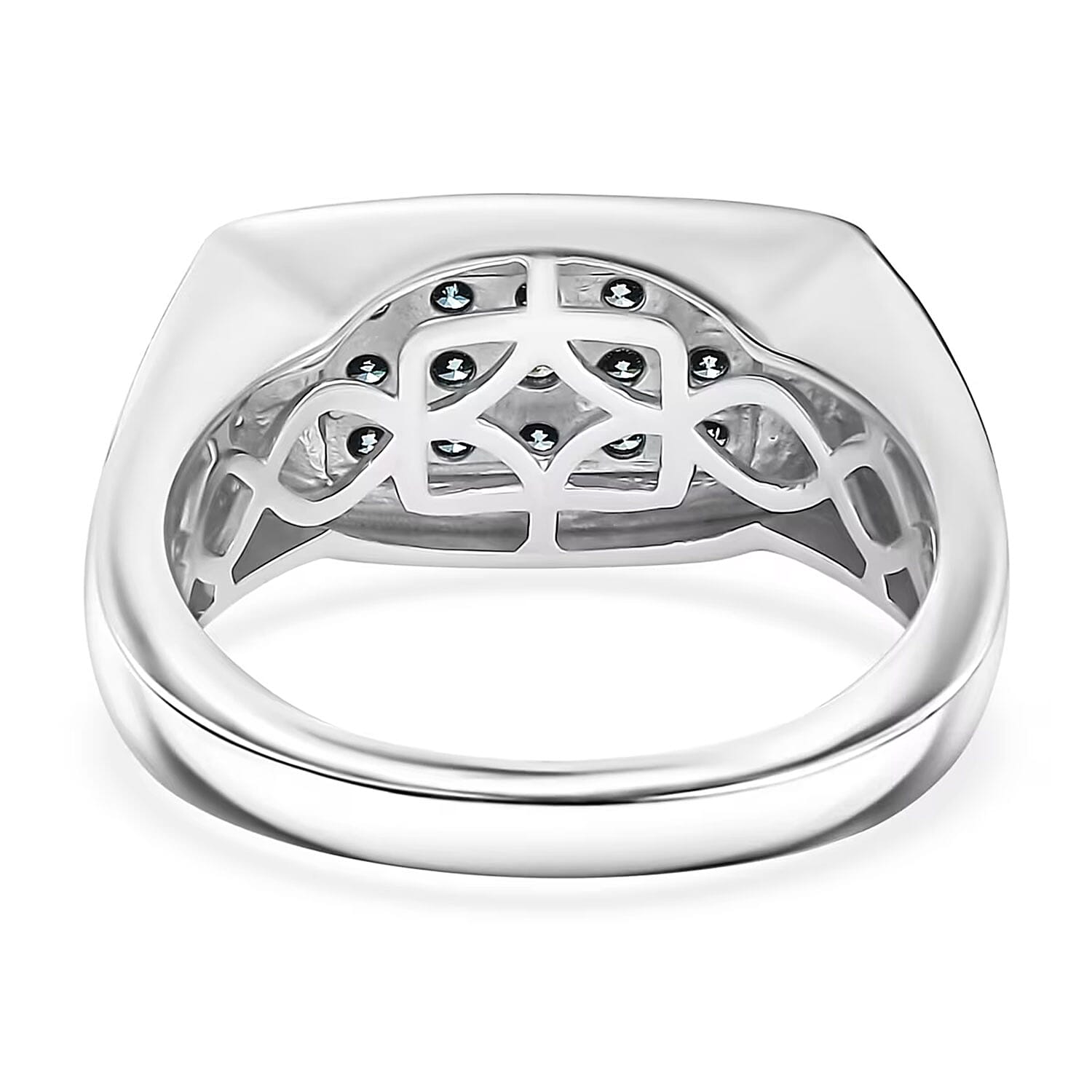 Luxuriant Lab Grown Blue Diamond (IR) 0.50 ctw Men's Ring in Rhodium Over Sterling Silver (Size 10.0) 