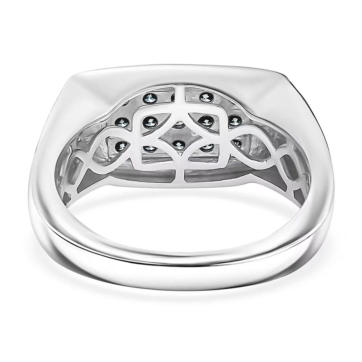 Luxuriant Lab Grown Blue Diamond (IR) 0.50 ctw Men's Ring in Rhodium Over Sterling Silver (Size 11.0)  image number 7