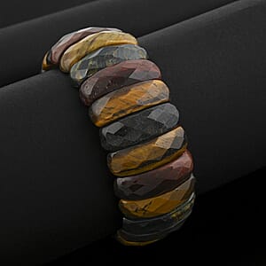 Faceted Oval Tiger Eye 335.05 ctw Stretch Bracelet (6-7In)
