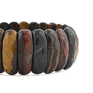 Faceted Oval Tiger Eye 335.05 ctw Stretch Bracelet (6-7In)