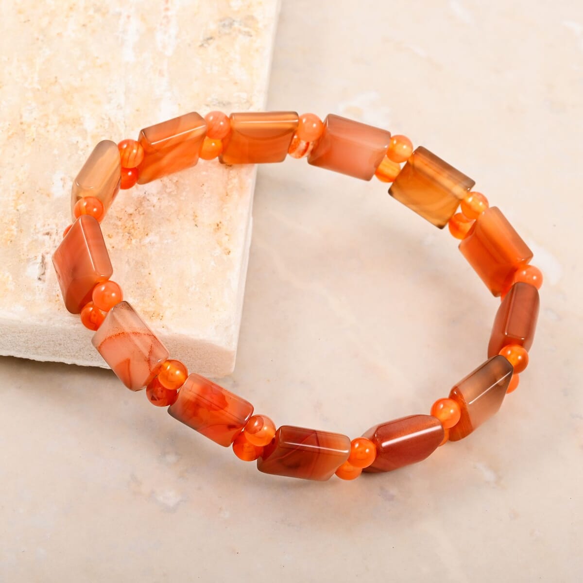 Small Carnelian 80.05 ctw Tanker Stretch Bracelet (6-7In) image number 1