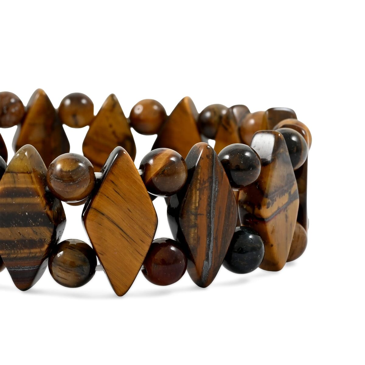 Tigers Eye 150.70 ctw Plain Princess Stretch Bracelet image number 2
