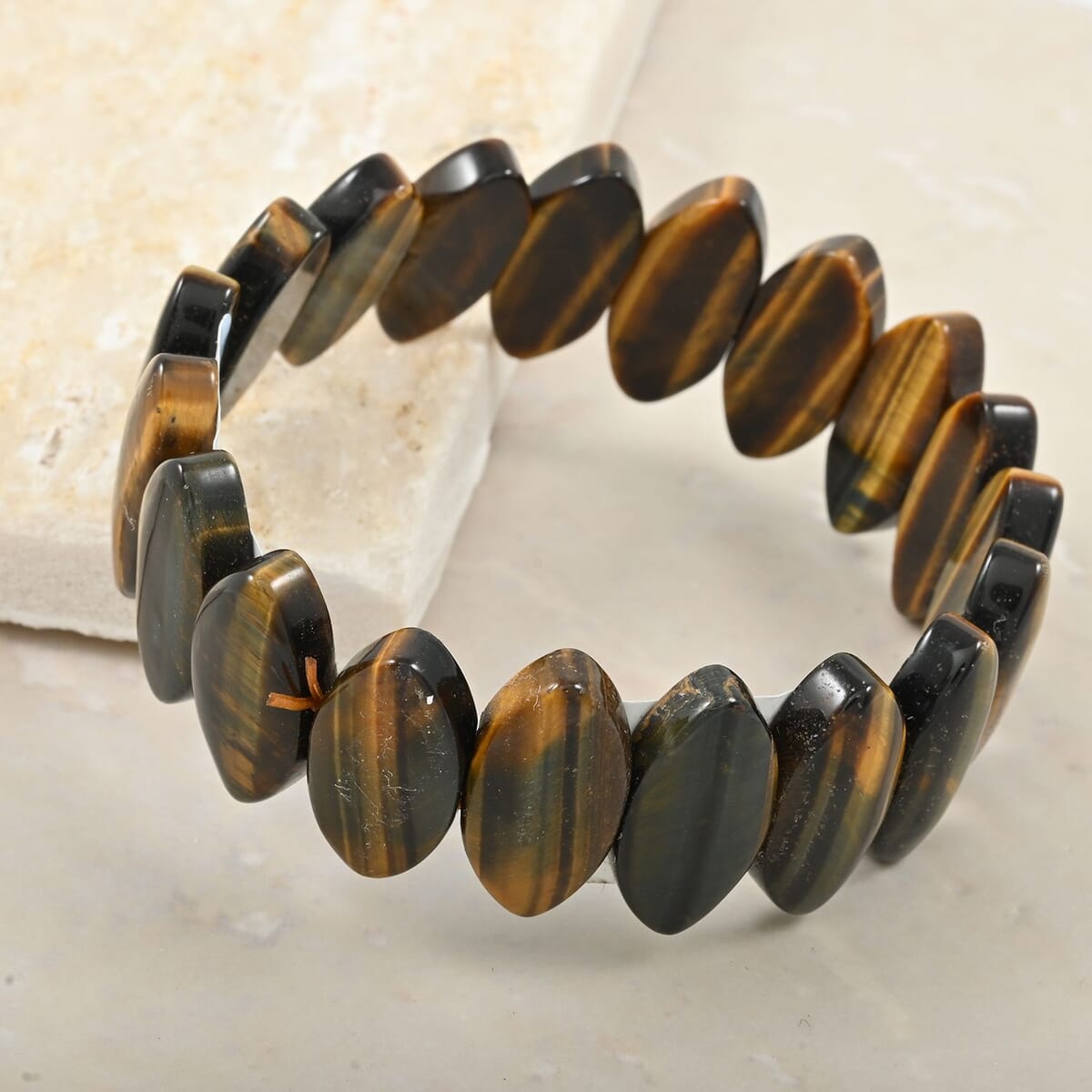 Tigers Eye 172.95 ctw Plain Fancy Stretch Bracelet image number 1