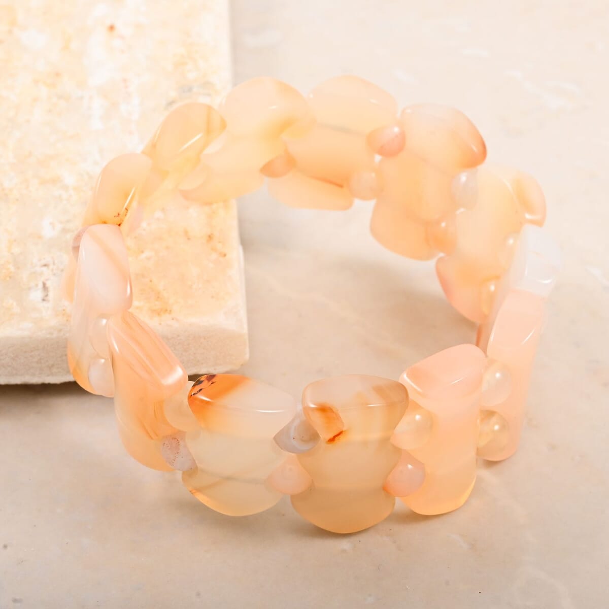 Fancy Light Carnelian 247.45 ctw Stretch Bracelet (6-7In) image number 1