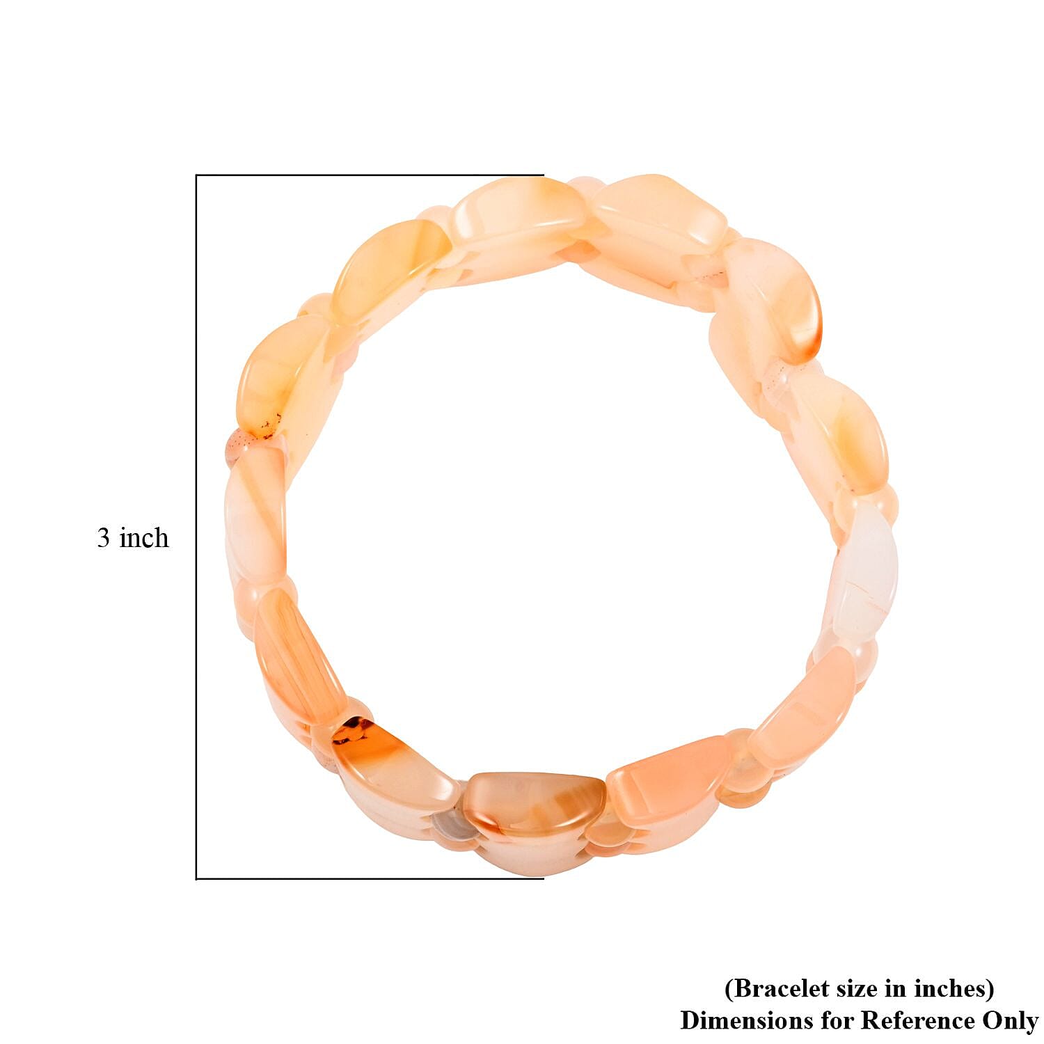 Fancy Light Carnelian 247.45 ctw Stretch Bracelet (6-7In)