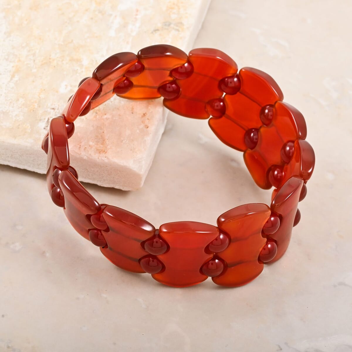 Fancy Dark Carnelian 254.10 ctw Stretch Bracelet (6-7In) image number 1