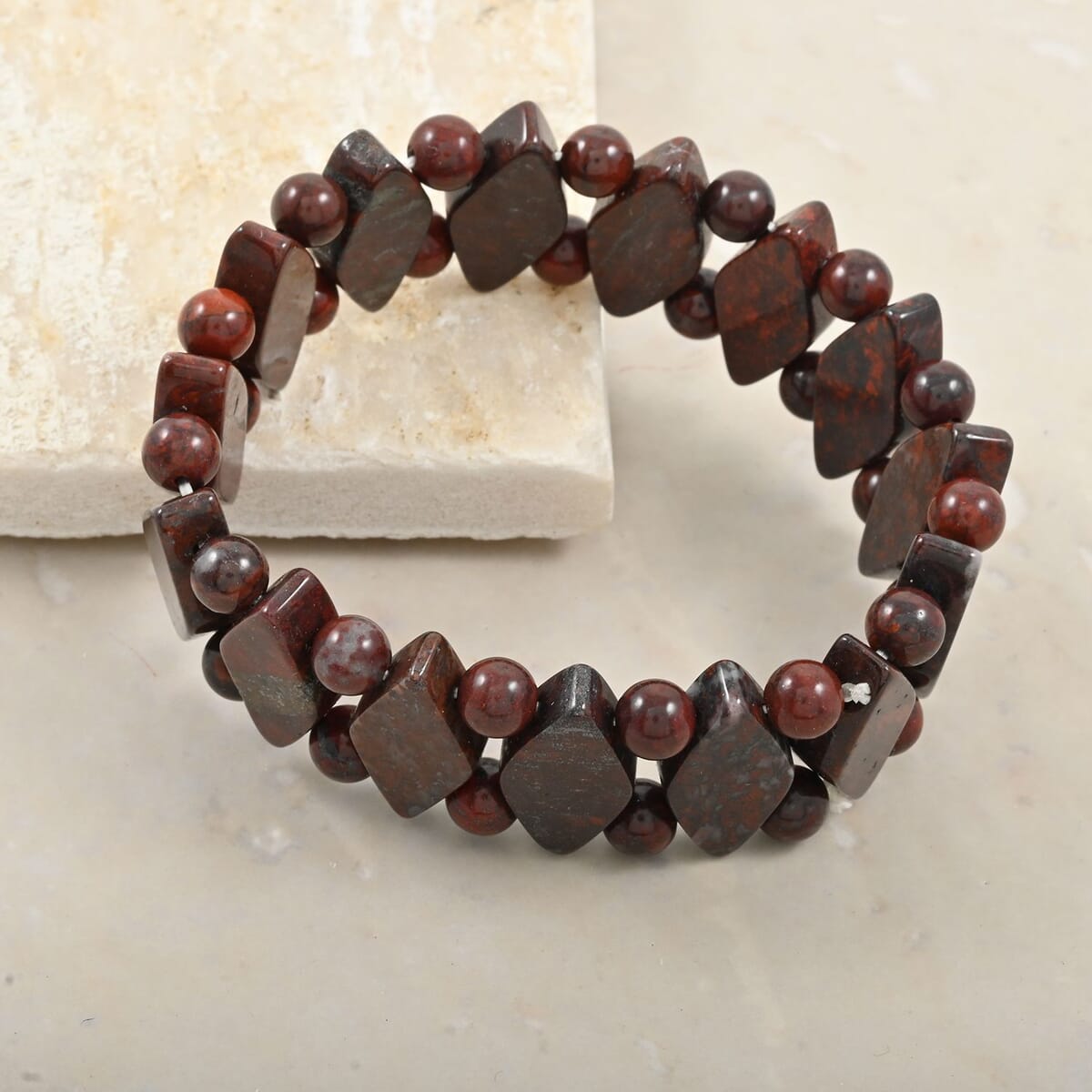 Breciated 185.65 ctw Jasper Princess Stretch Bracelet image number 1