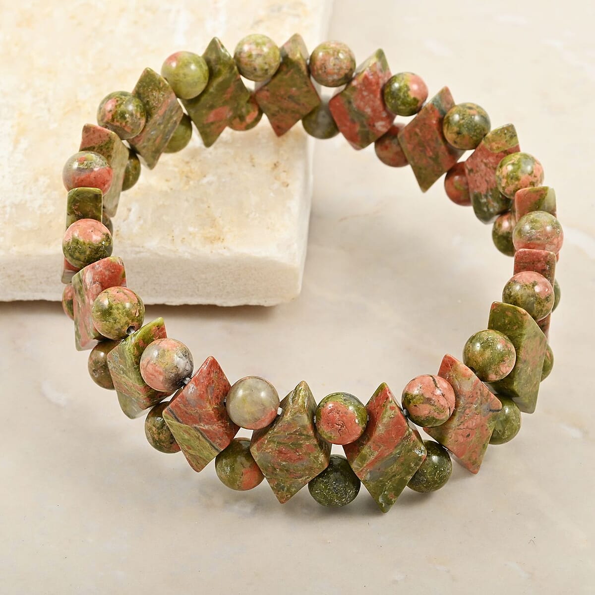 Unakite 184.20 ctw Princess Stretch Bracelet image number 1