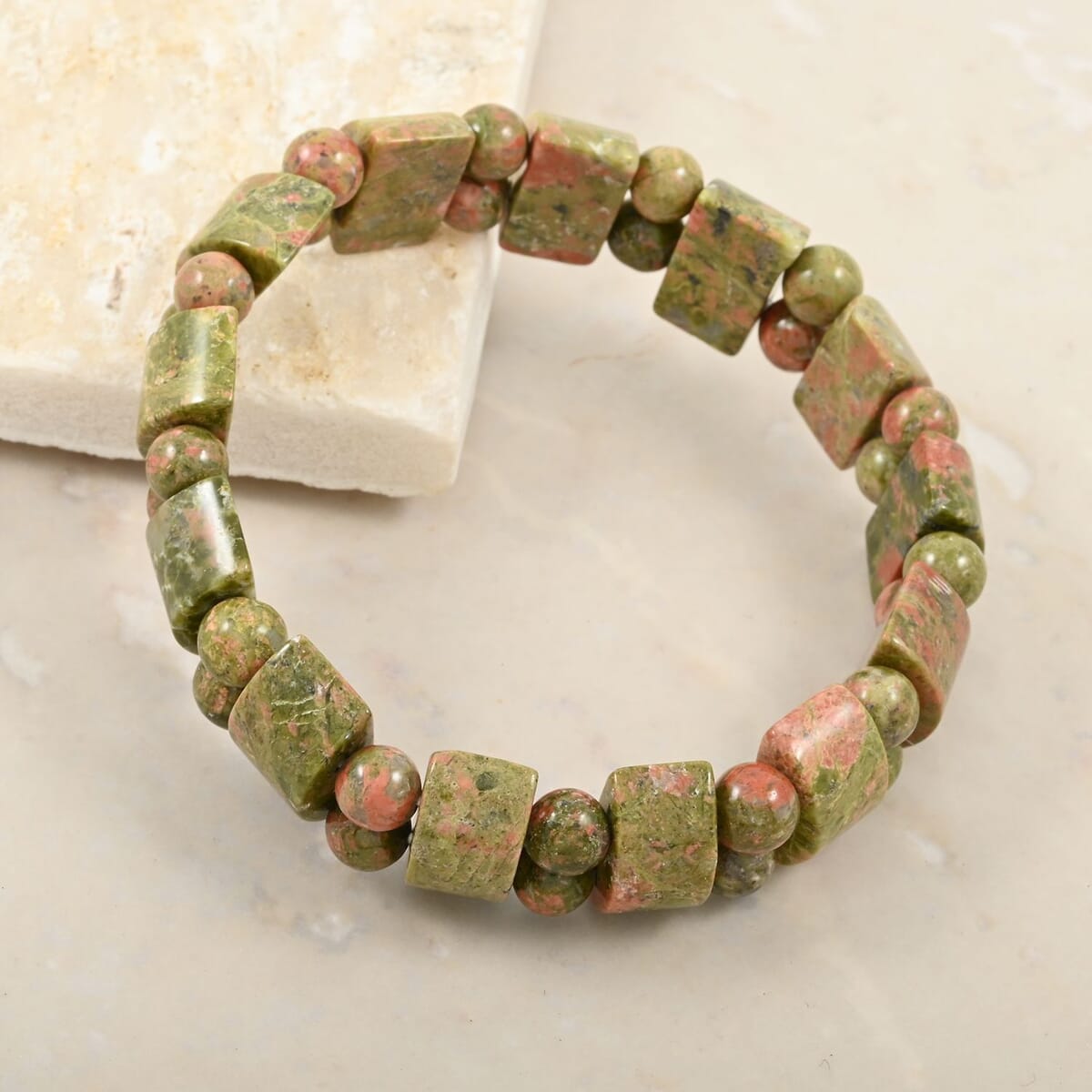 Unakite 150.85 ctw Tanker Stretch Bracelet image number 1