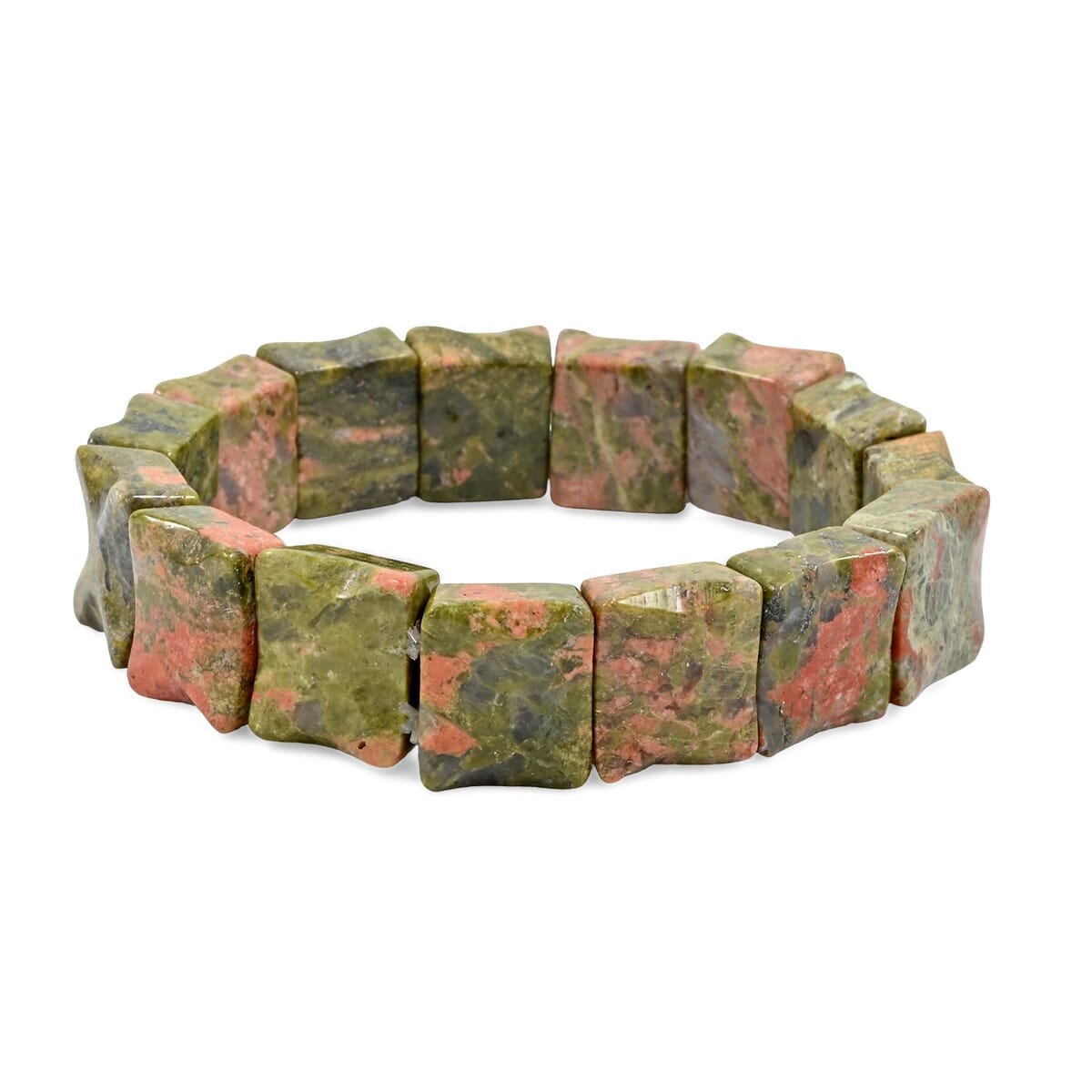 Unakite 229.95 ctw Wavy Rectangle Stretch Bracelet image number 0