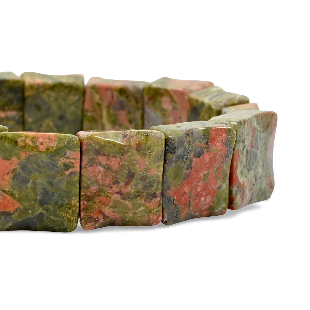 Unakite 229.95 ctw Wavy Rectangle Stretch Bracelet image number 2