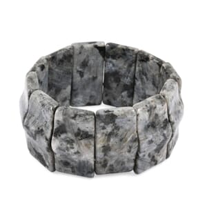 Wavy Rectangle Black Labradorite 406.65 ctw Stretch Bracelet (6-7In)