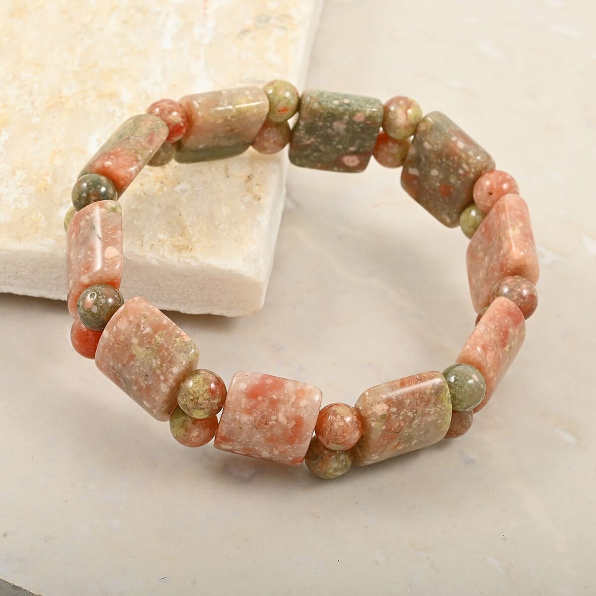 Autumn Jasper 143.90 ctw Tanker Plain Stretch Bracelet image number 1