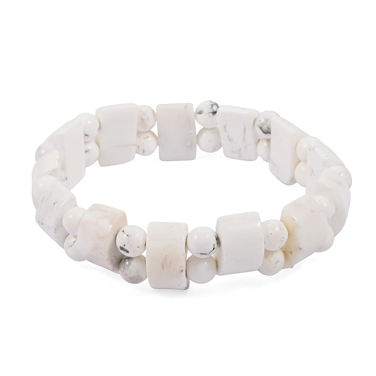 White Howlite Tanker 131.75 ctw Stretch Bracelet (6-7In) image number 0