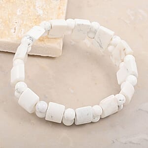White Howlite Tanker 131.75 ctw Stretch Bracelet (6-7In)