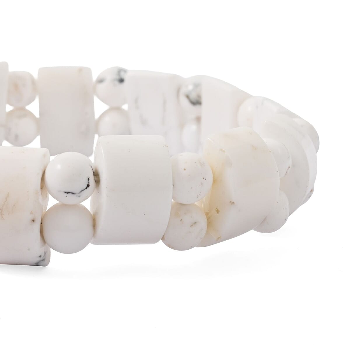White Howlite Tanker 131.75 ctw Stretch Bracelet (6-7In) image number 2
