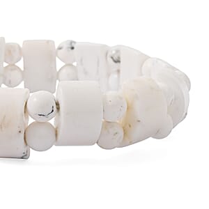 White Howlite Tanker 131.75 ctw Stretch Bracelet (6-7In)