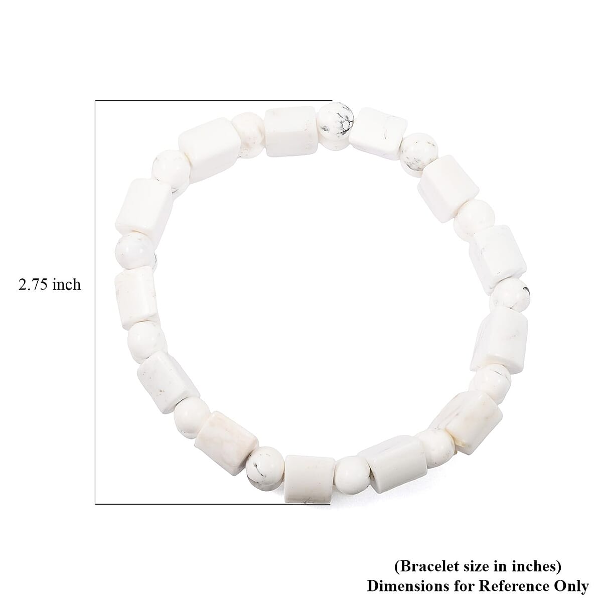White Howlite Tanker 131.75 ctw Stretch Bracelet (6-7In) image number 3