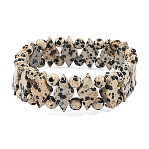 Dalmation Jasper 156.20 ctw Princess Stretch Bracelet (6-7In)