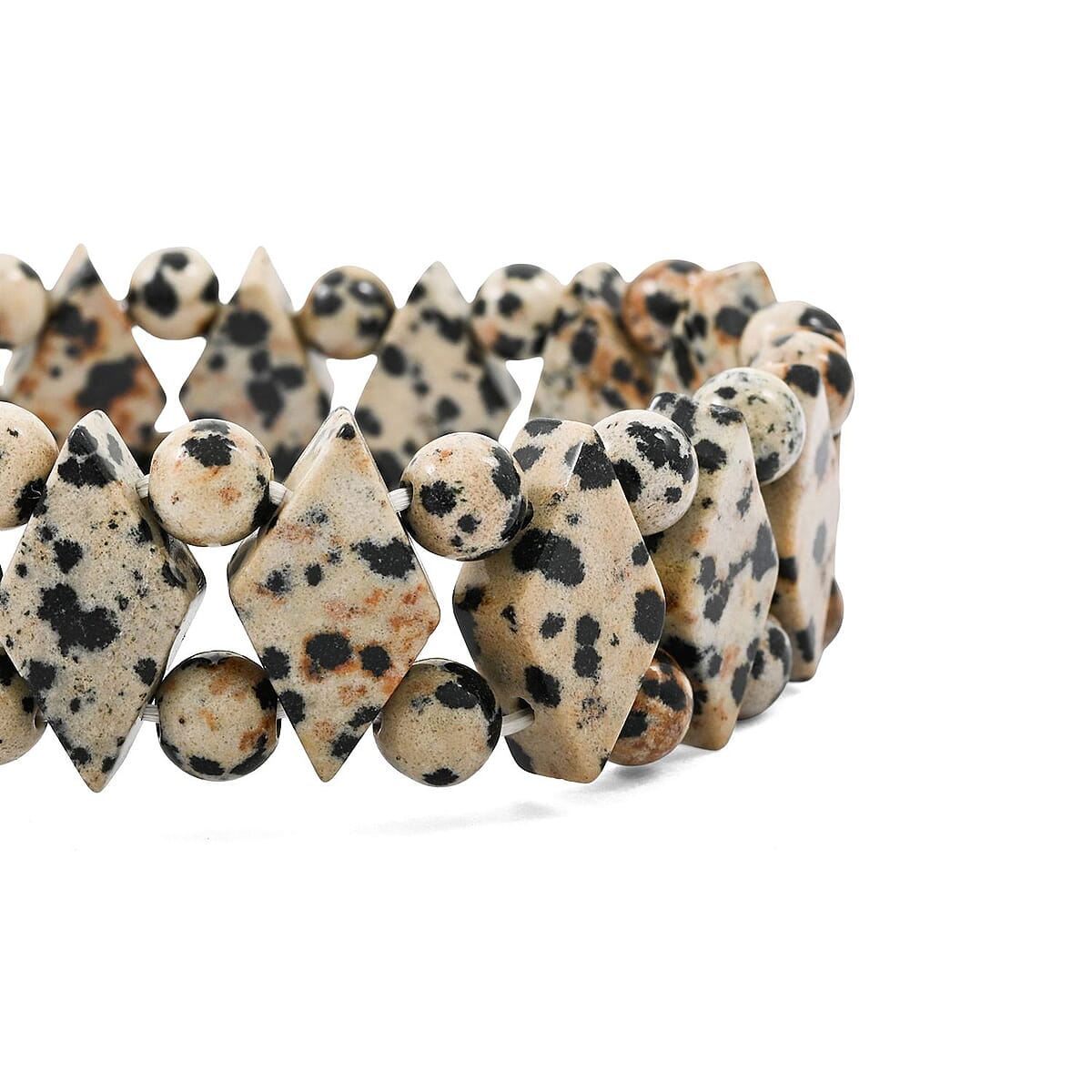 Dalmation Jasper 156.20 ctw Princess Stretch Bracelet (6-7In) image number 2