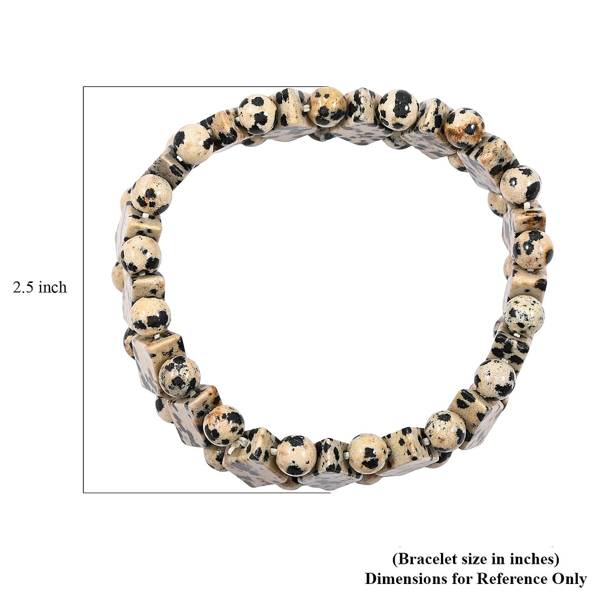 Dalmation Jasper 156.20 ctw Princess Stretch Bracelet (6-7In) image number 3