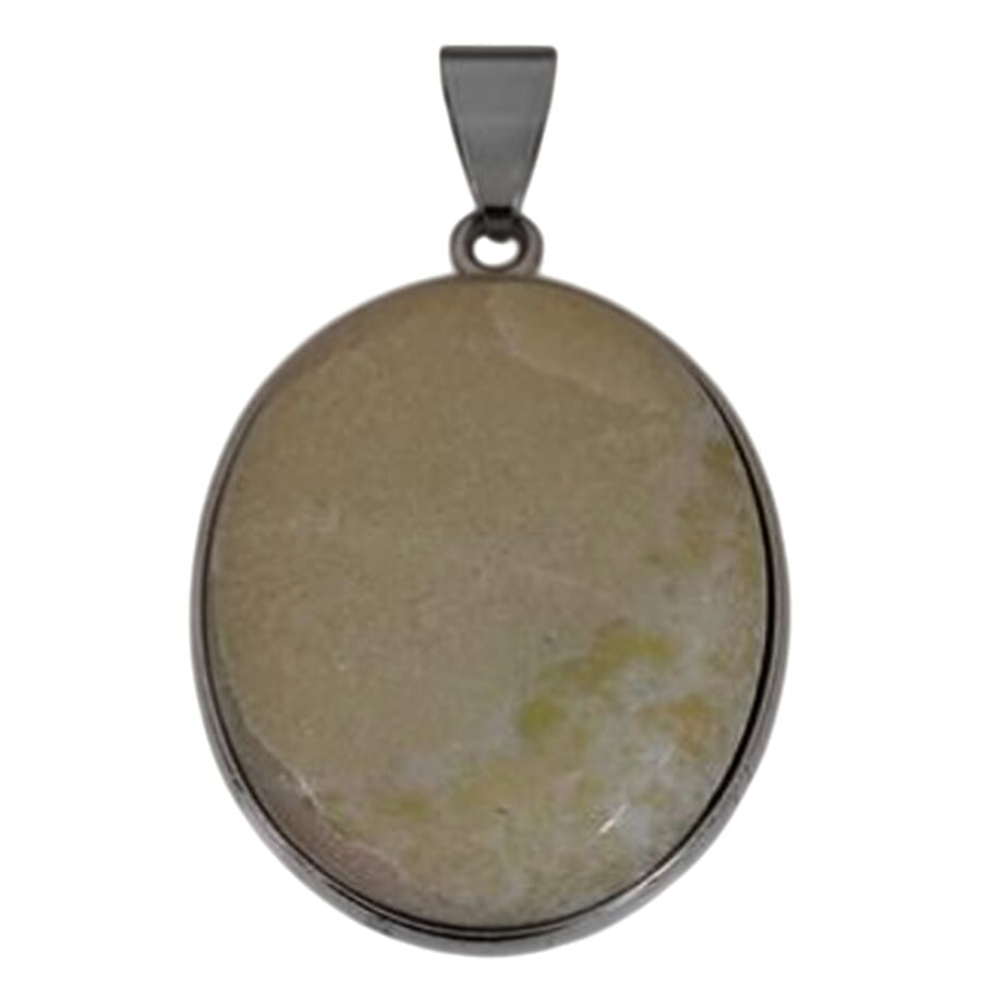 Pineapple Jasper Oval 52.00 ctw Pendant in Silvertone