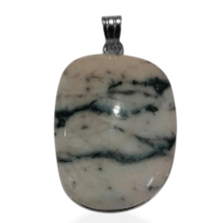 Jasper 85.00 ctw Pendant without Chain in Silvertone