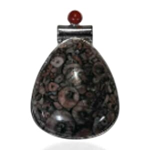 Autumn Jasper and Red Jasper 75.00 ctw Pendant in Silvertone