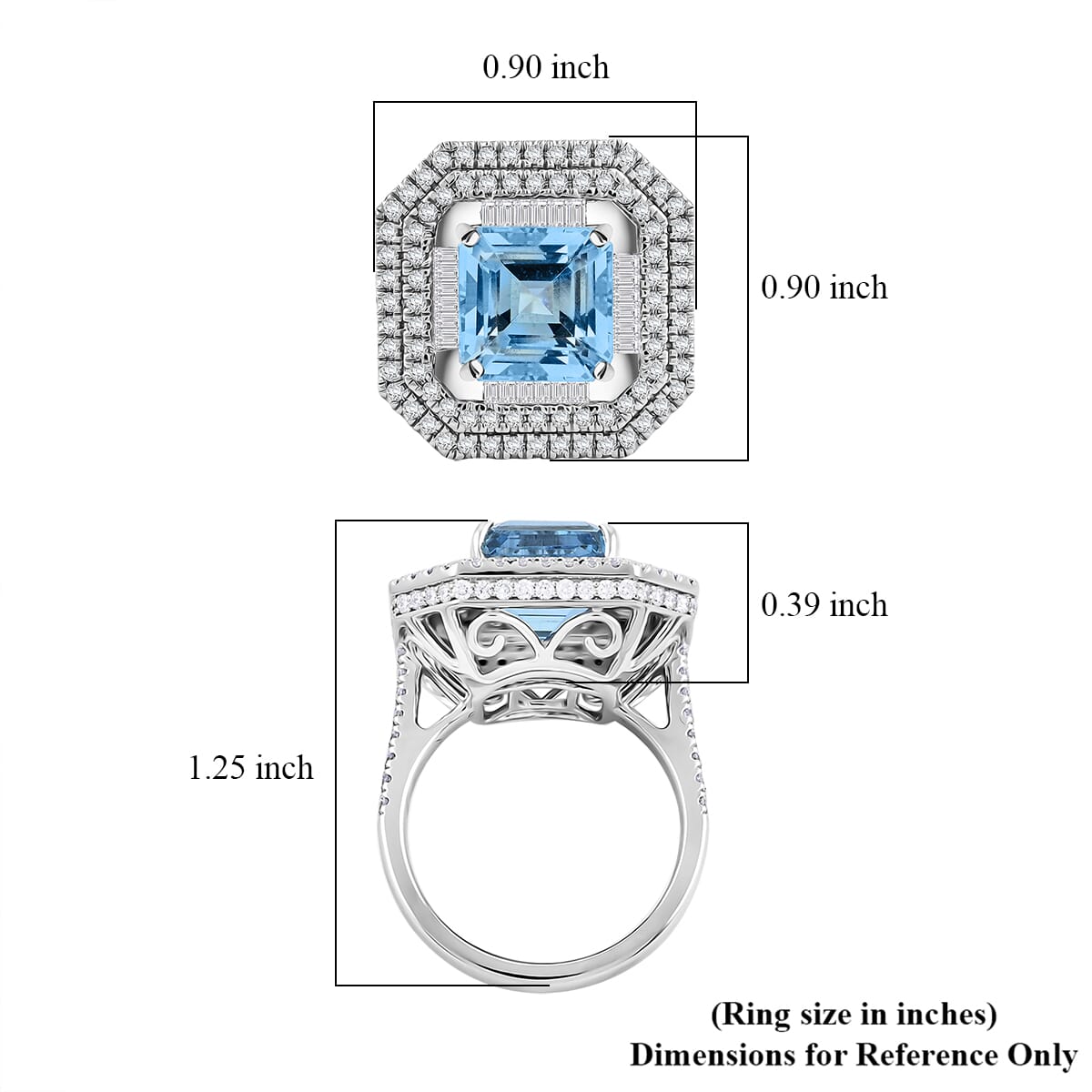 Rhapsody 950 Platinum  AAAA  Santamaria Aquamarine   White Diamond  VS Ring ,  Platinum Wt. 15.35 g (Size 7.0) 6.66 ctw image number 5